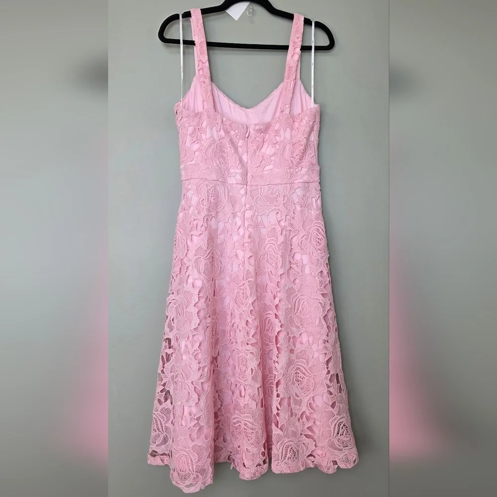 Lulus Divine Beauty Blush Pink Lace Midi Dress With Pockets, Size Large NWT